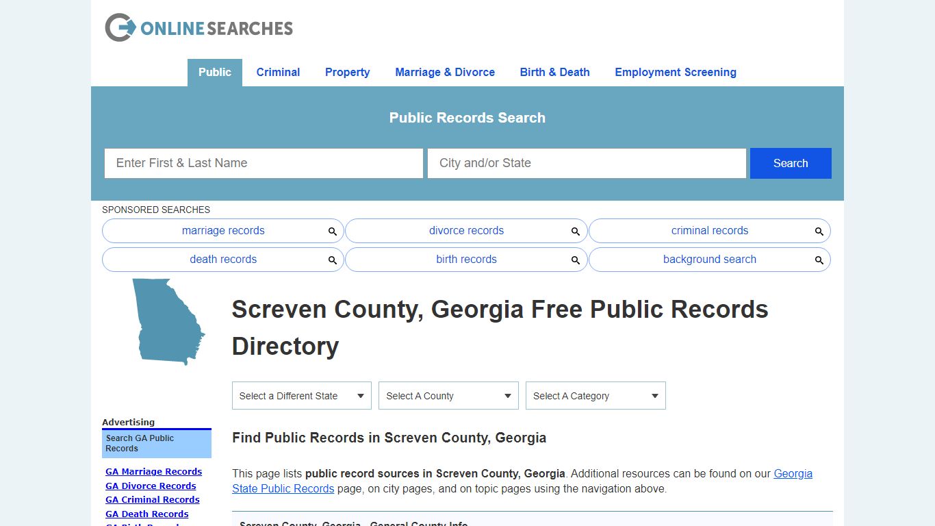 Screven County, Georgia Public Records Directory