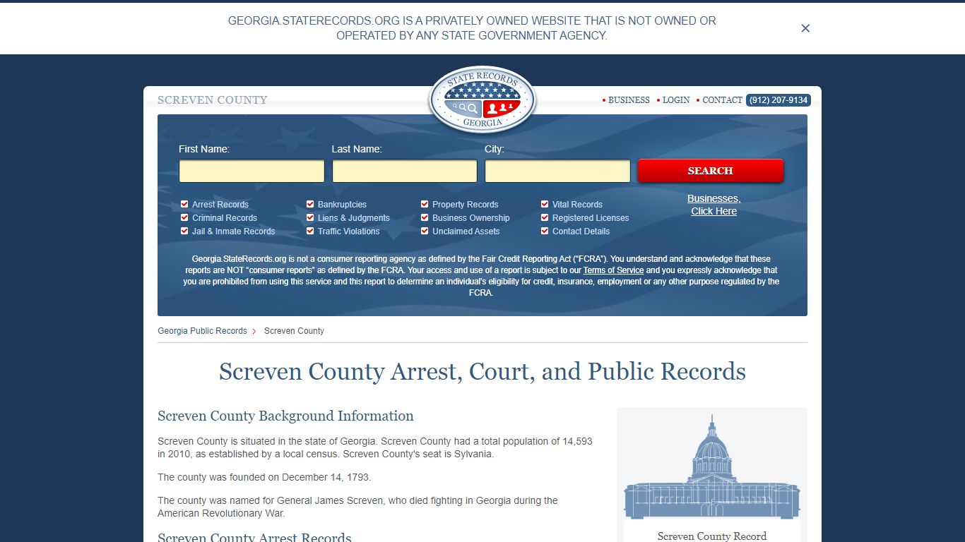 Screven County Arrest, Court, and Public Records