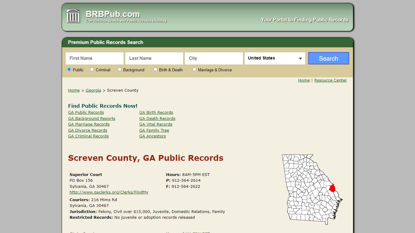 Screven County Public Records | Search Georgia Government Databases